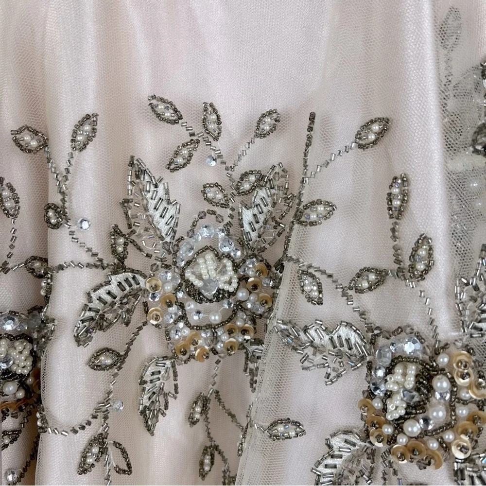 Sue Wong Nocturne Old Hollywood Coquette Fit & Flare Tulle Beaded Midi Dress 8 - Picture 12 of 14